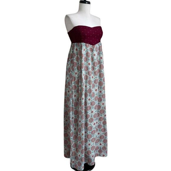 ROXY Y2K Babydoll Strapless Boho Maxi Dress Small Beachy Fairy Peasant Hippie - Picture 1 of 14